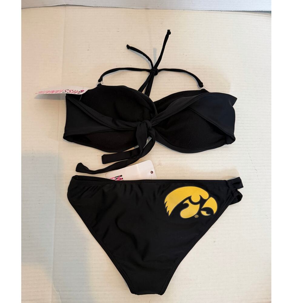 NWT Miss Fanatic Iowa Hawkeyes Black Bikini Swimsuit Size Large - Picture 2 of 7